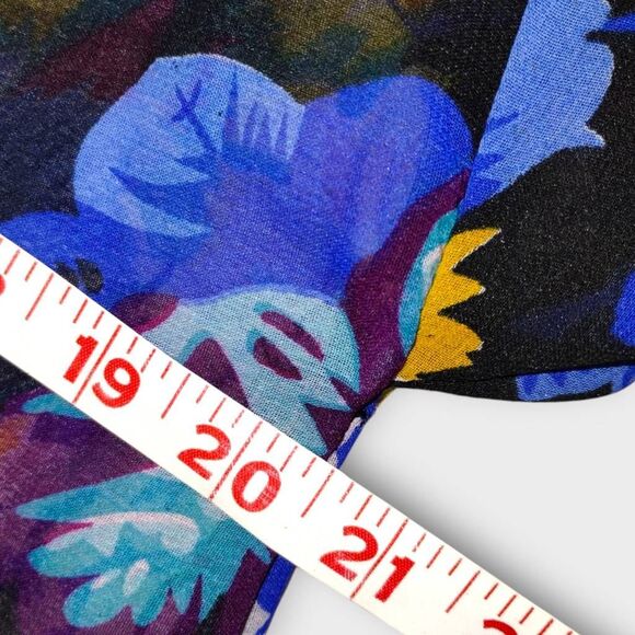 Angie Womens Coverup Sz M Kimono Sheer Black Floral Fringe‎ - Picture 8 of 9